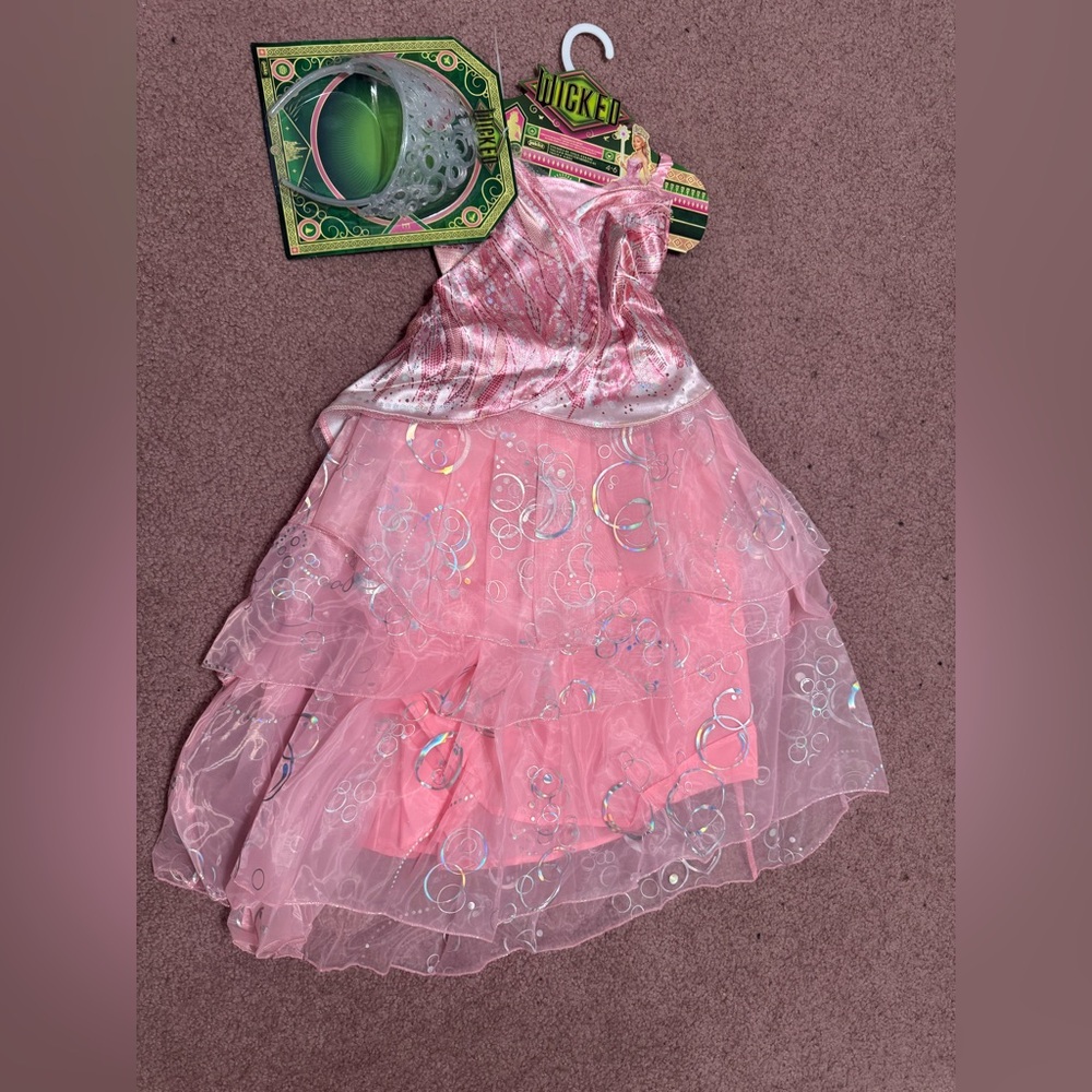 New 4 6 kids girls wicked dress costume crown pink princess Glenda Disney